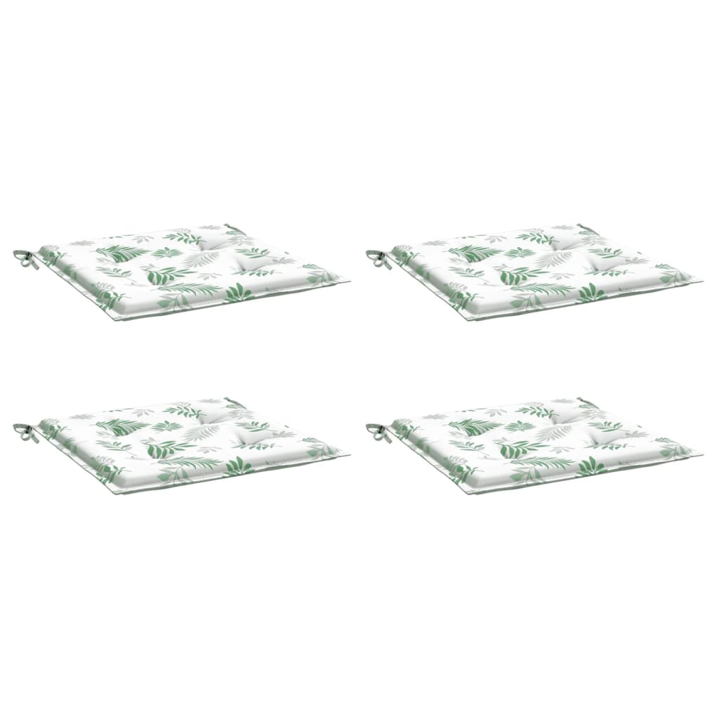 Cuscini per Sedia 4 pz Motivo a Foglie 40x40x4 cm Tessuto