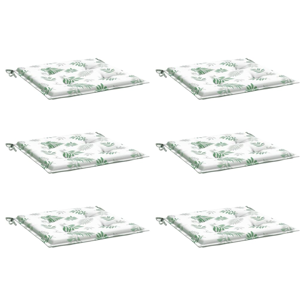 Cuscini per Sedia 6 pz Motivo a Foglie 40x40x4 cm Tessuto