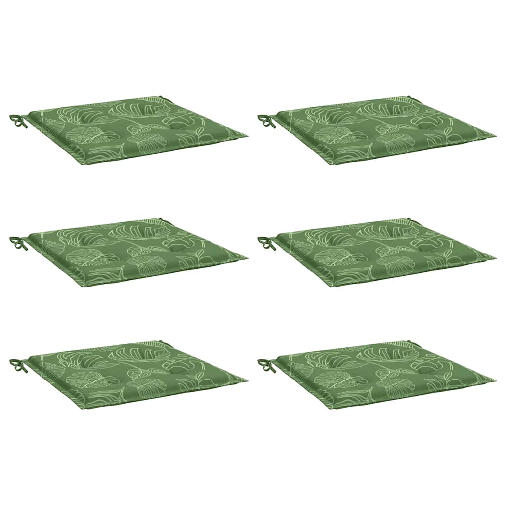 Cuscini per Sedia 6 pz Motivo a Foglie 40x40x4 cm Tessuto