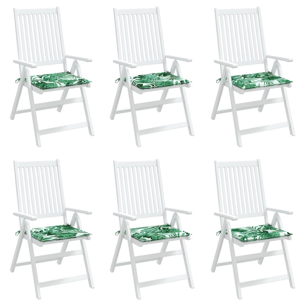 Cuscini per Sedia 6 pz Motivo a Foglie 50x50x4 cm in Tessuto