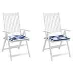Cuscini per Sedia 2pz Strisce Bianche e Blu 50x50x4 cm Tessuto
