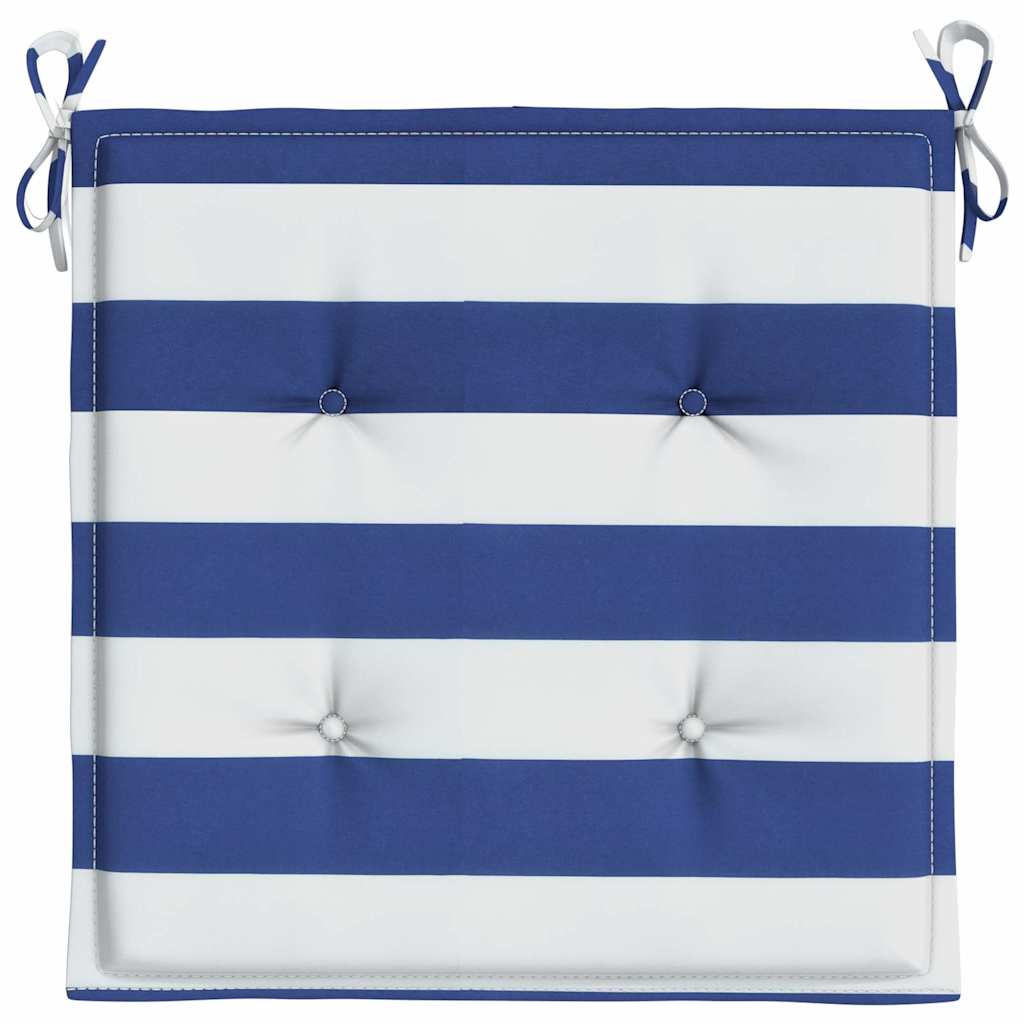 Cuscini per Sedia 2pz Strisce Bianche e Blu 50x50x4 cm Tessuto