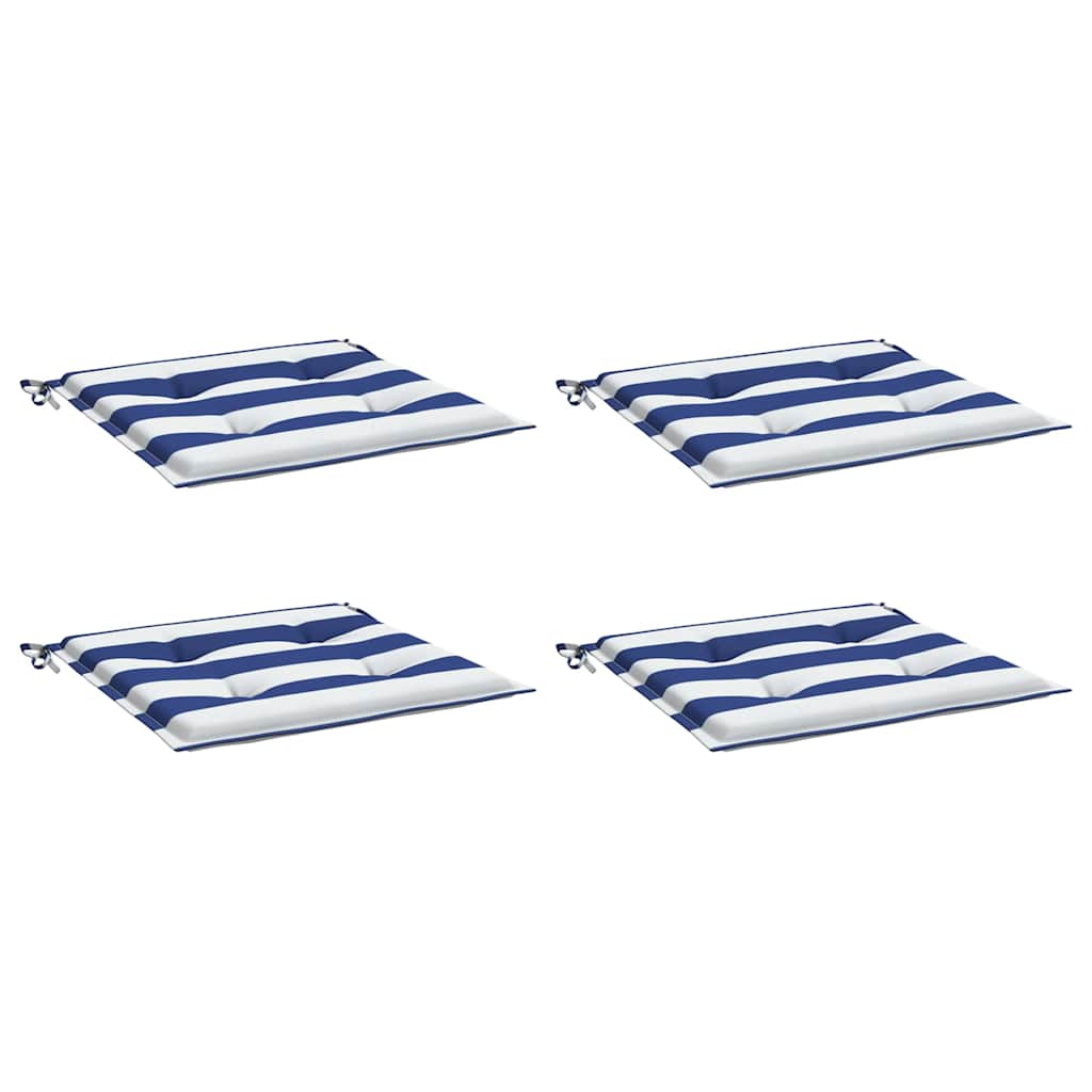 Cuscini per Sedia 2pz Strisce Bianche e Blu 50x50x4 cm Tessuto