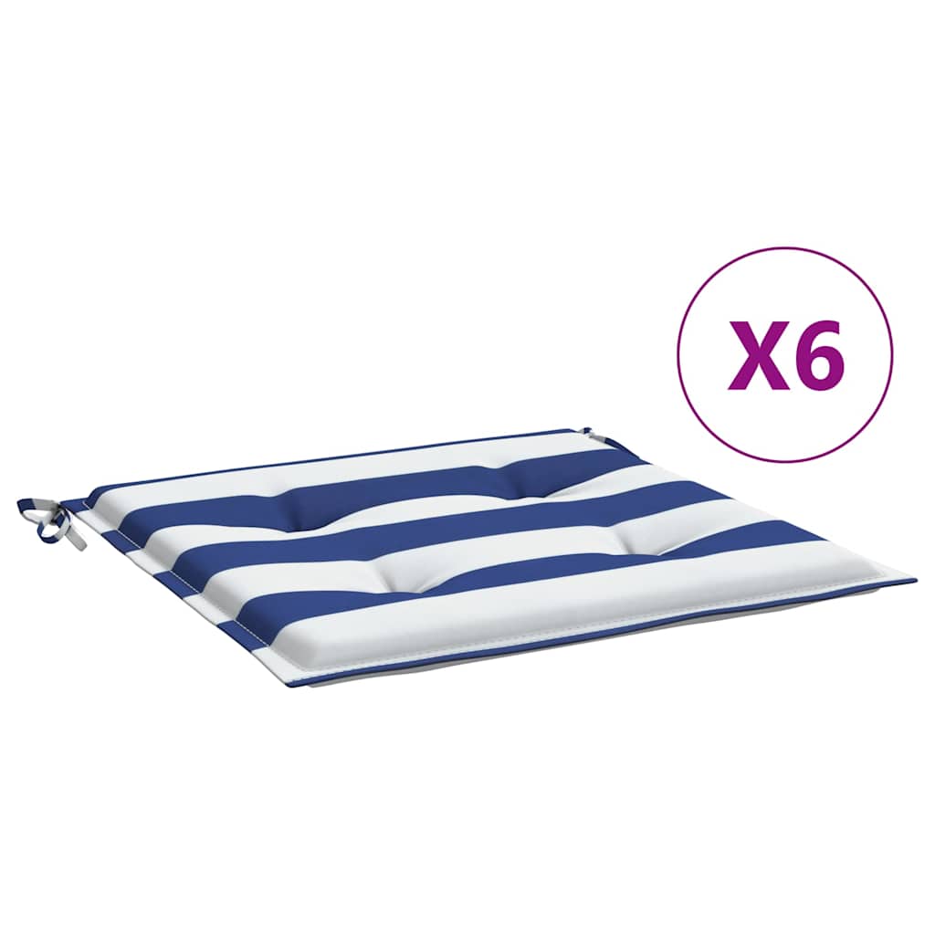 Cuscini per Sedia 2pz Strisce Bianche e Blu 50x50x4 cm Tessuto