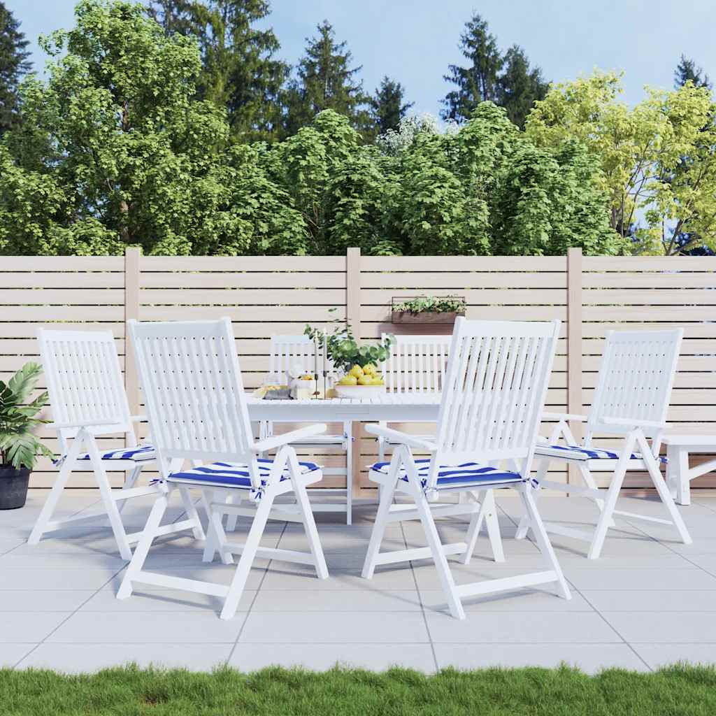 Cuscini per Sedia 2pz Strisce Bianche e Blu 50x50x4 cm Tessuto