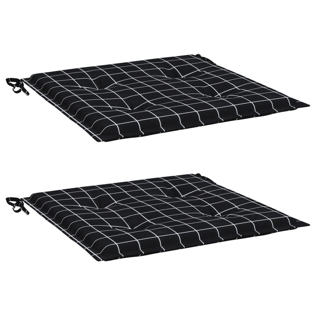 Cuscini per Sedia 42 pz Motivo a Quadri Nero 50x50x4 cm Tessuto