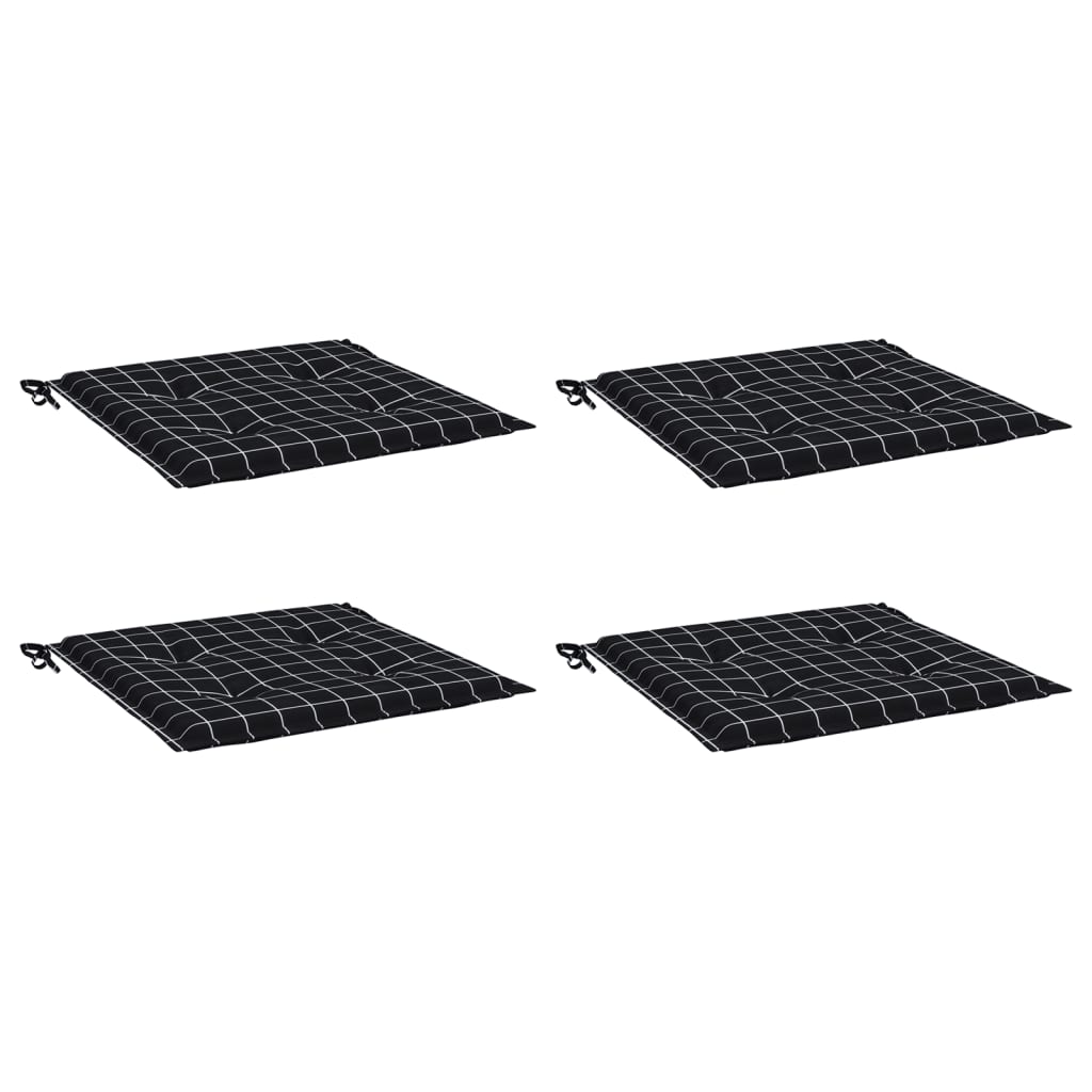 Cuscini per Sedia 4 pz Motivo a Quadri Nero 50x50x4cm Tessuto