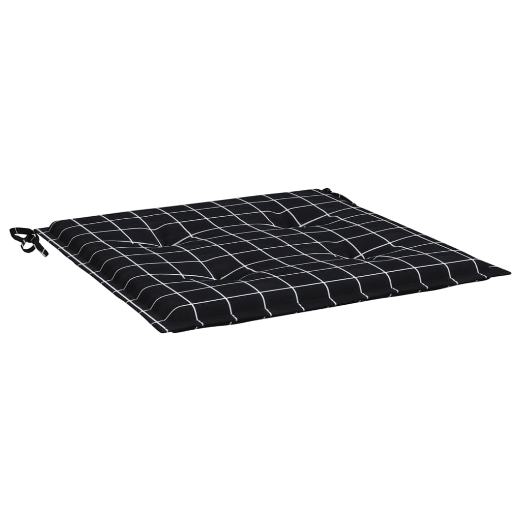 Cuscini per Sedia 4 pz Motivo a Quadri Nero 50x50x4cm Tessuto