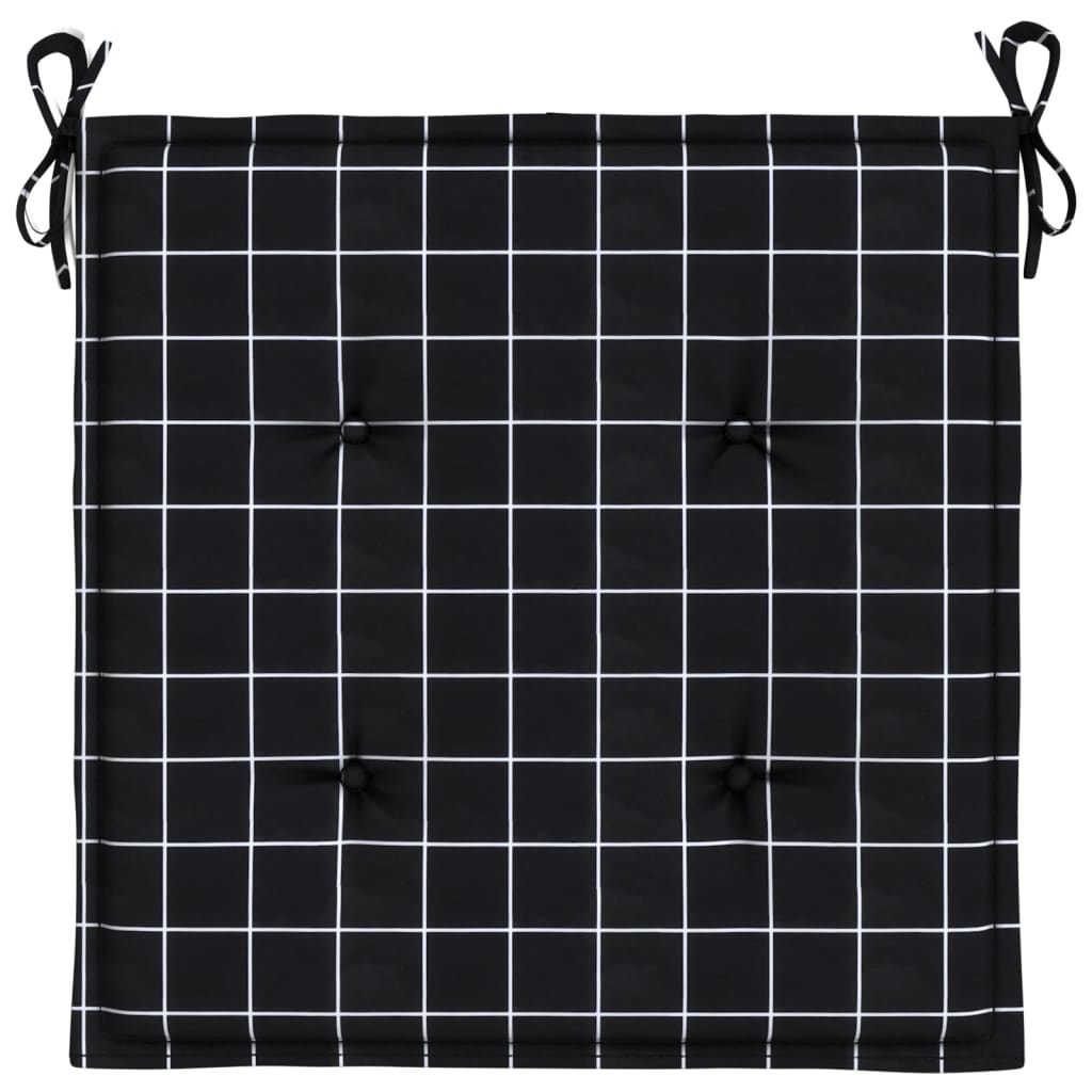 Cuscini per Sedia 4 pz Motivo a Quadri Nero 50x50x4cm Tessuto