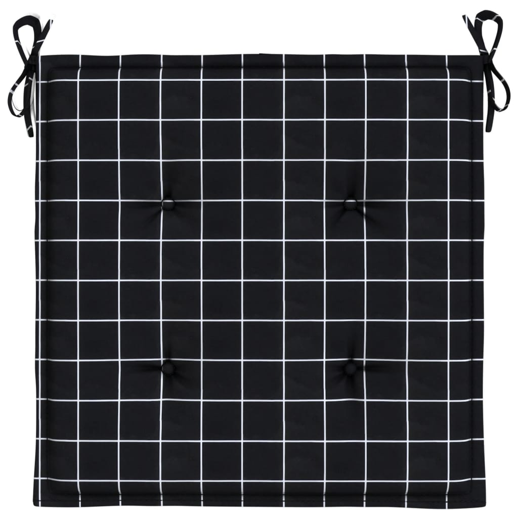 Cuscini per Sedia 6 pz Motivo a Quadri Nero 50x50x4cm Tessuto