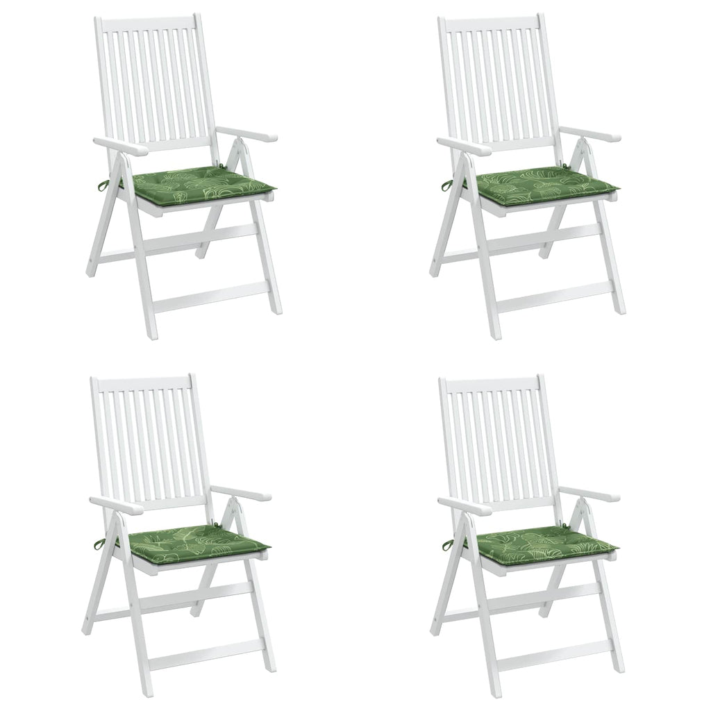 Cuscini per sedie 4 pcs Verde e Bianco 50 x 50 x 4 cm