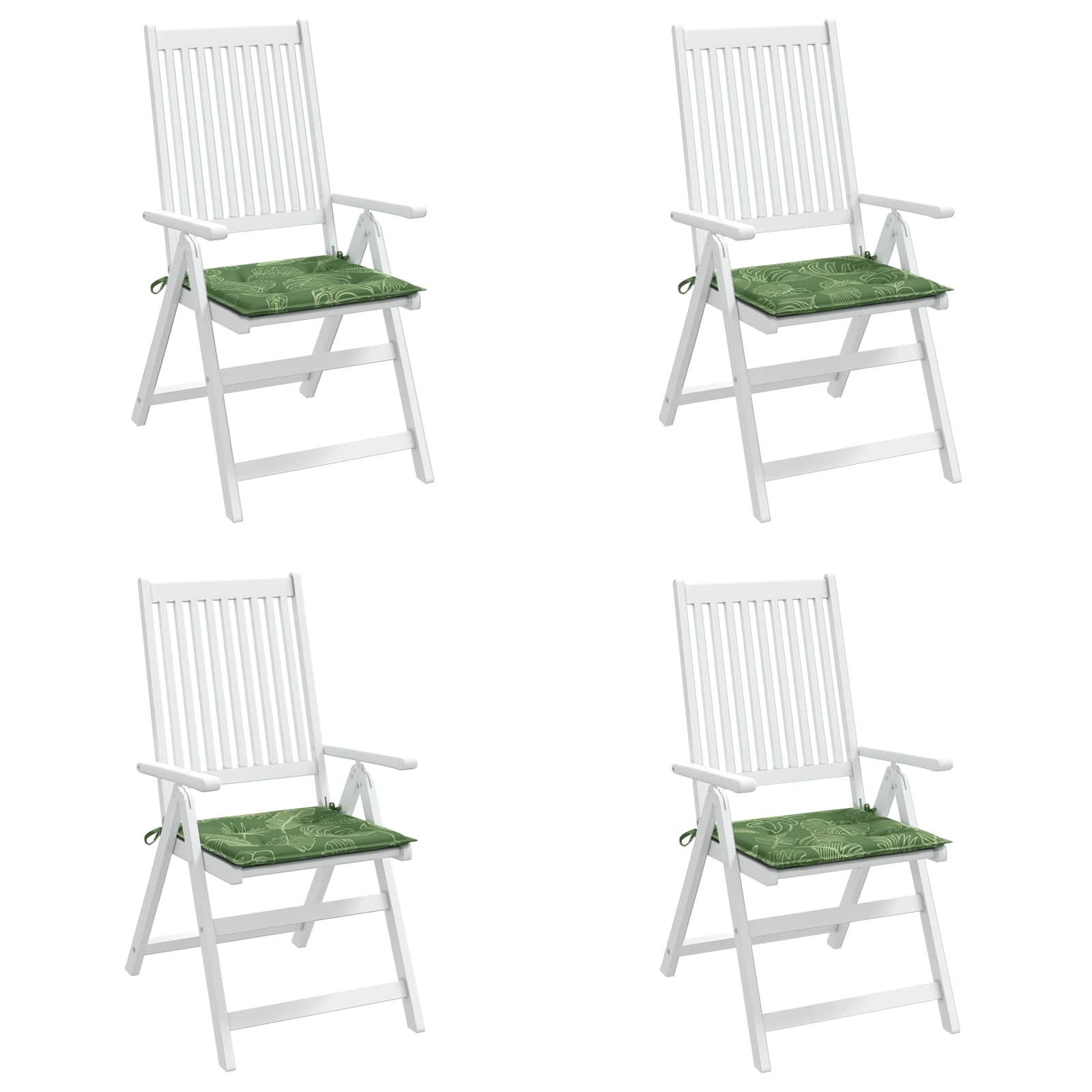 Cuscini per sedie 4 pcs Verde e Bianco 50 x 50 x 4 cm