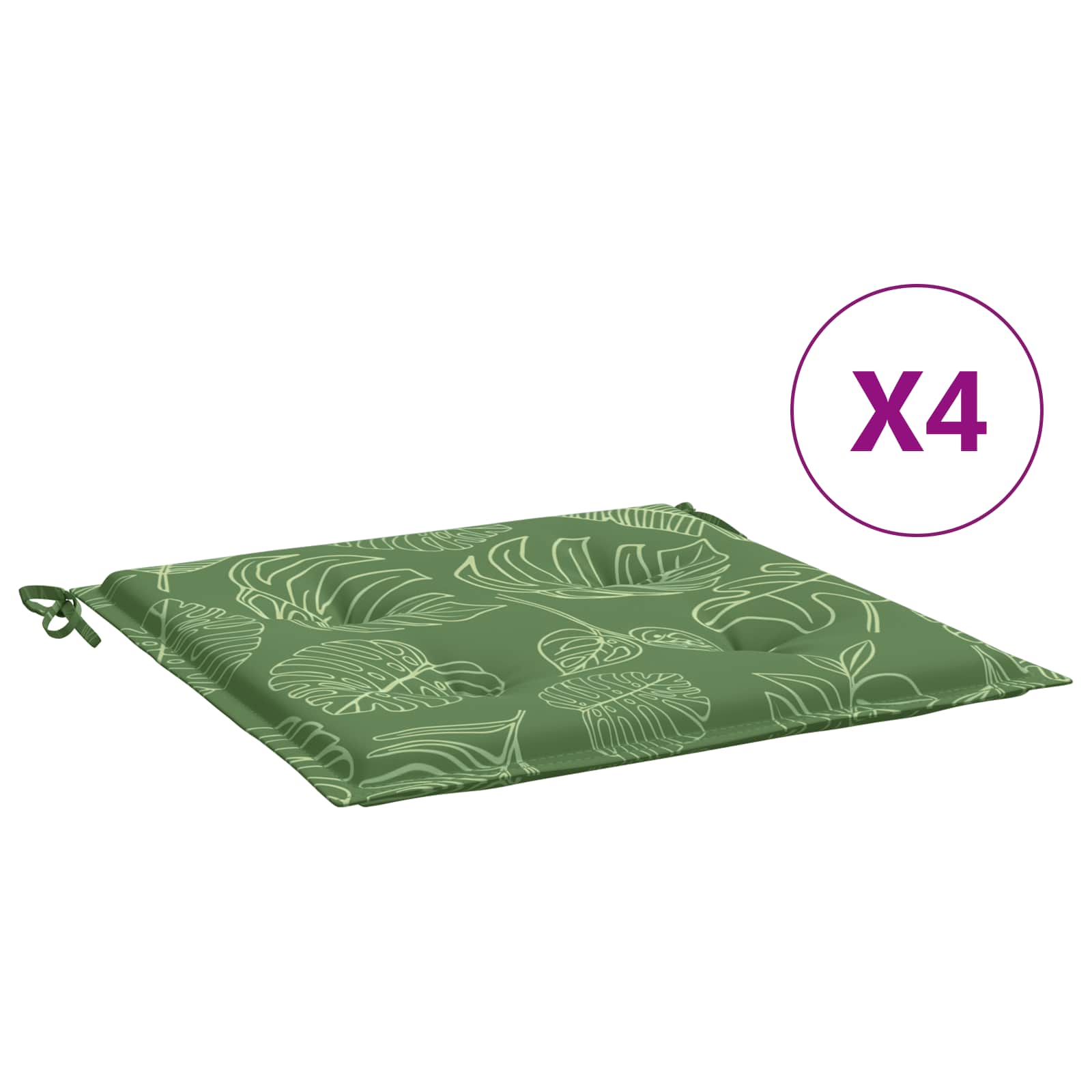 Cuscini per sedie 4 pcs Verde e Bianco 50 x 50 x 4 cm