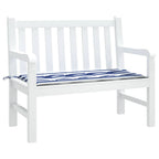 Cuscino Panca Giardino Bianco e Blu 100x50x4 cm Tessuto Oxford