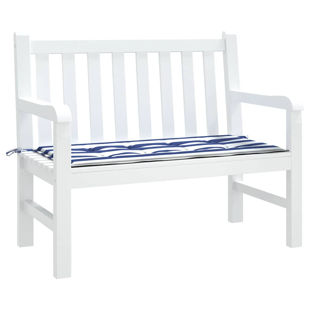 Cuscino Panca Giardino Bianco e Blu 100x50x4 cm Tessuto Oxford