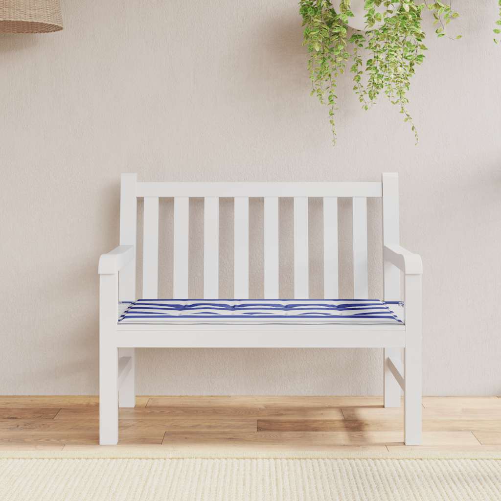 Cuscino Panca Giardino Bianco e Blu 100x50x4 cm Tessuto Oxford