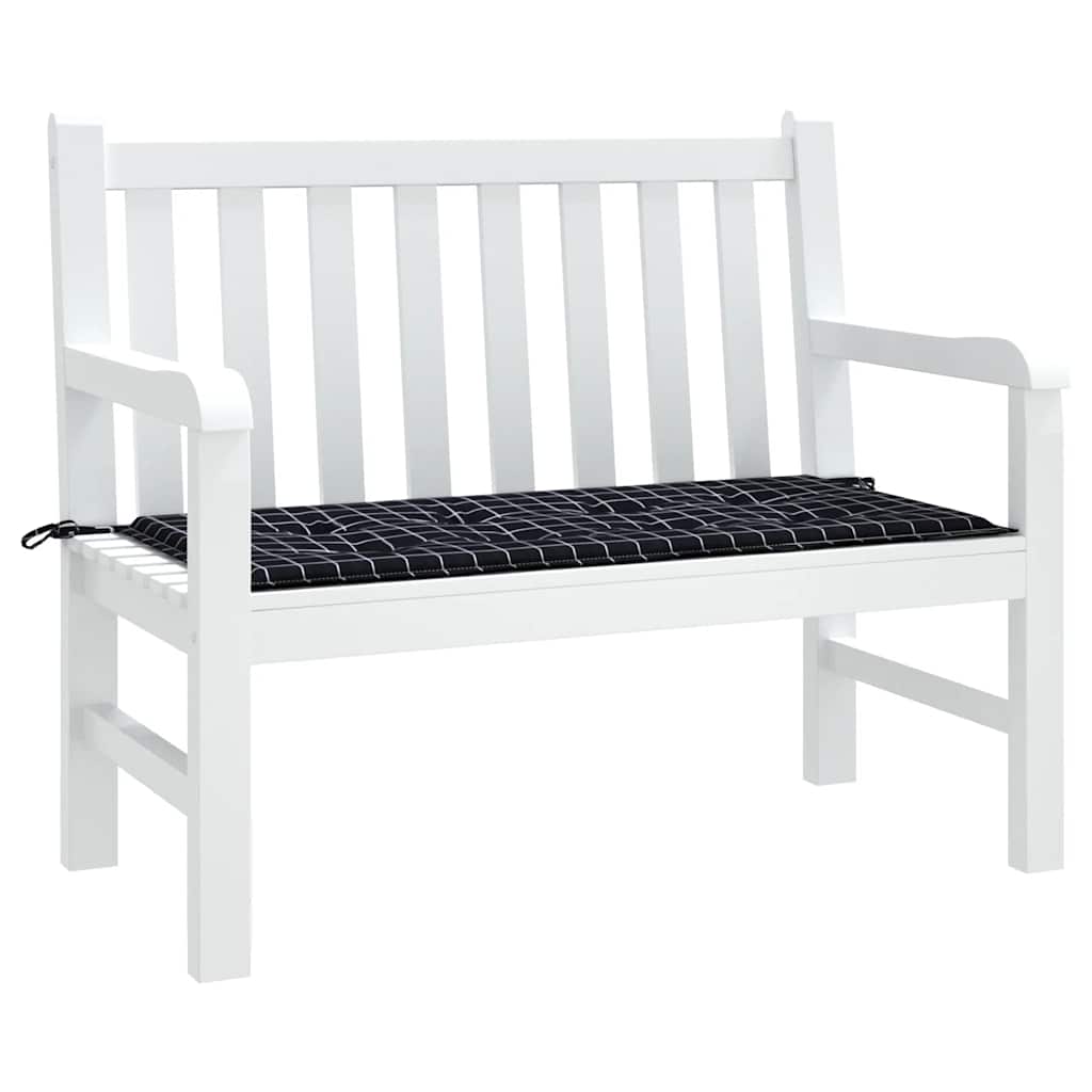 Cuscino Panca Giardino a Quadri Nero 120x50x4cm Tessuto Oxford