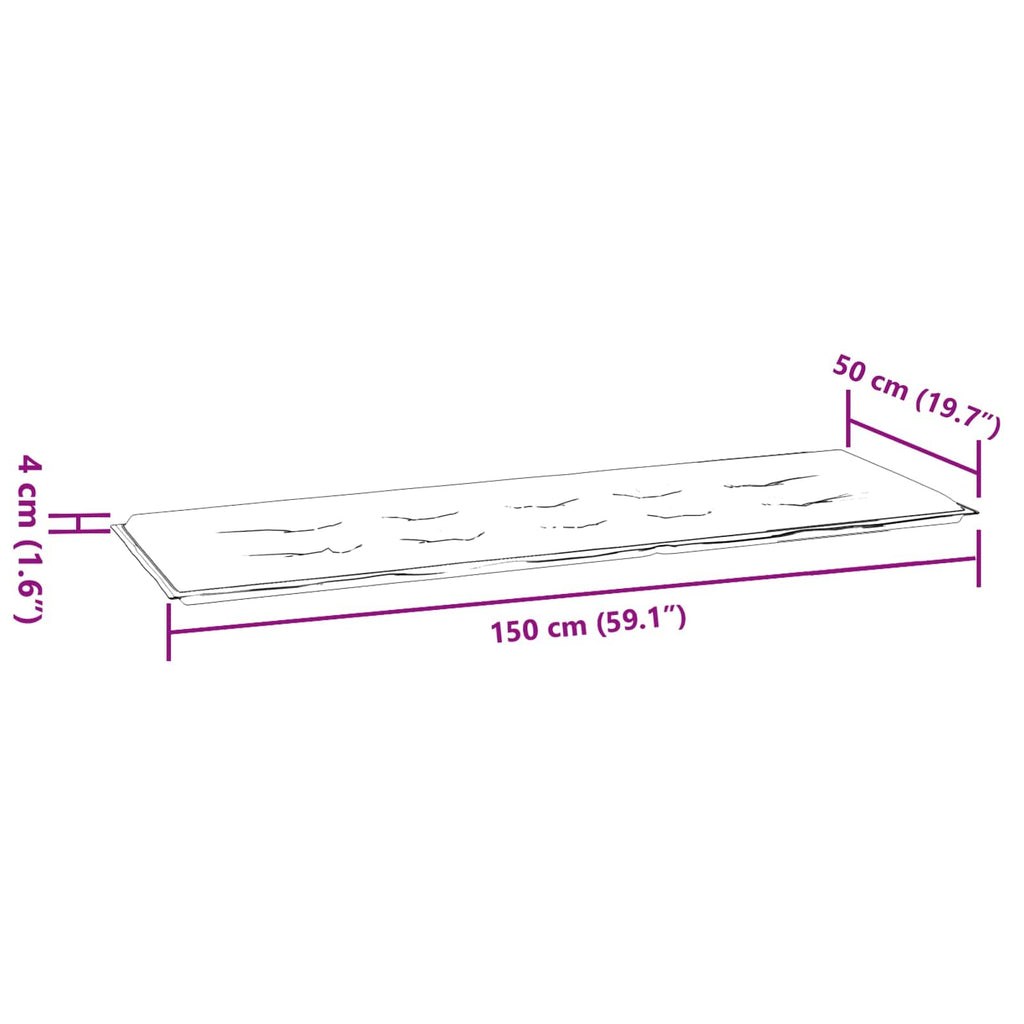 Cuscino per Panchina Foglia Motivo a foglia 150 x 50 x 3 cm