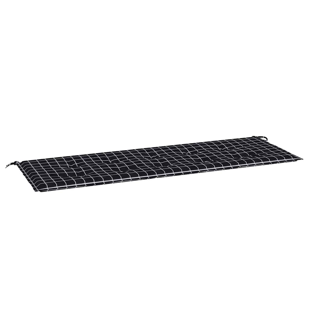 Cuscino Panca Giardino a Quadri Nero 150x50x4 cm Tessuto Oxford