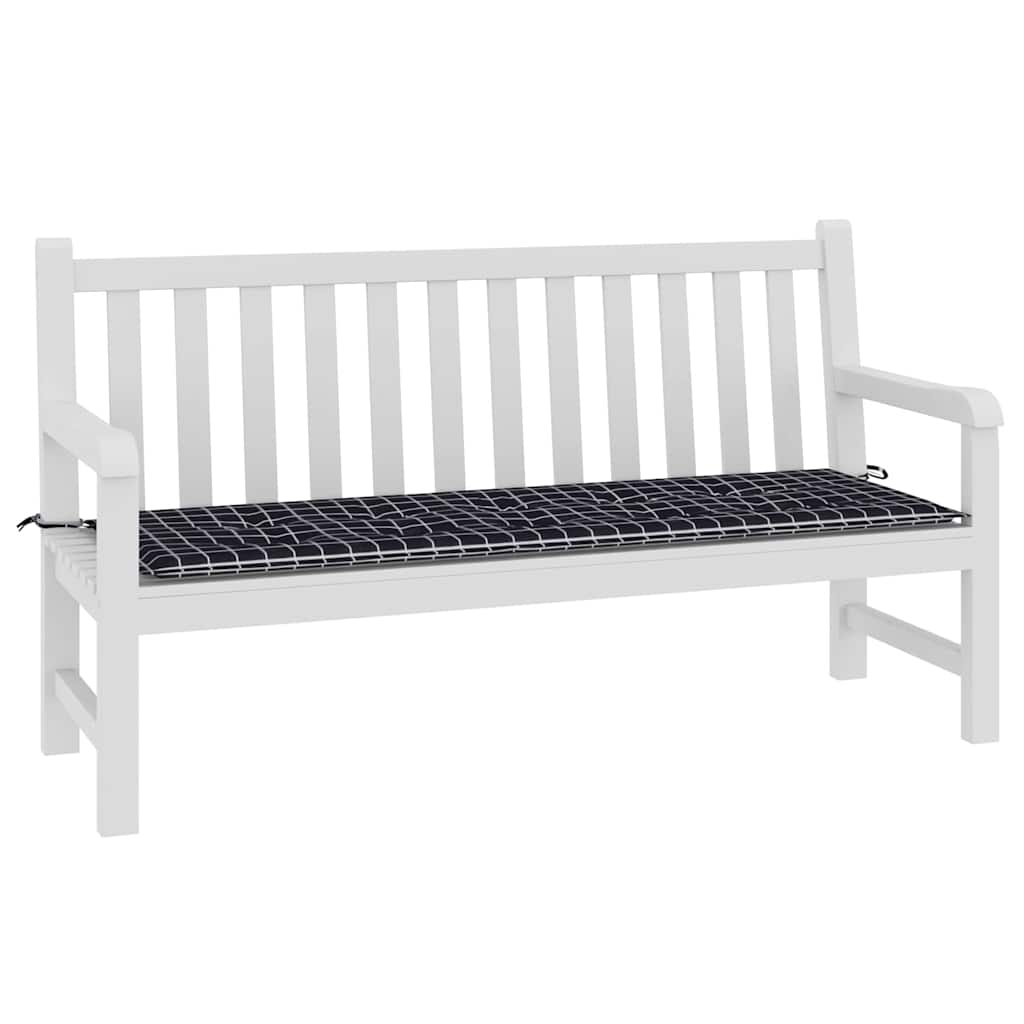 Cuscino Panca Giardino a Quadri Nero 150x50x4 cm Tessuto Oxford