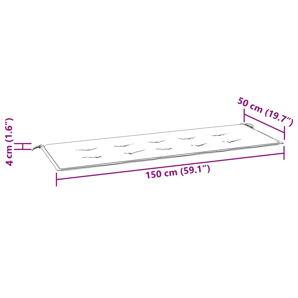 Cuscino per Panca a Foglie 150x50x4 cm in Tessuto Oxford
