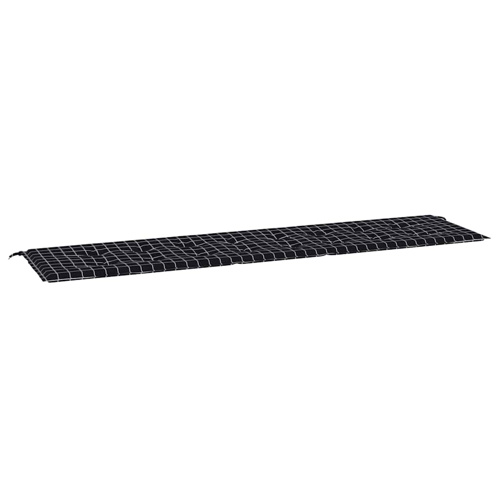 Cuscino Panca Giardino Motivo a Quadri Nero 200x50x4 cm Tessuto