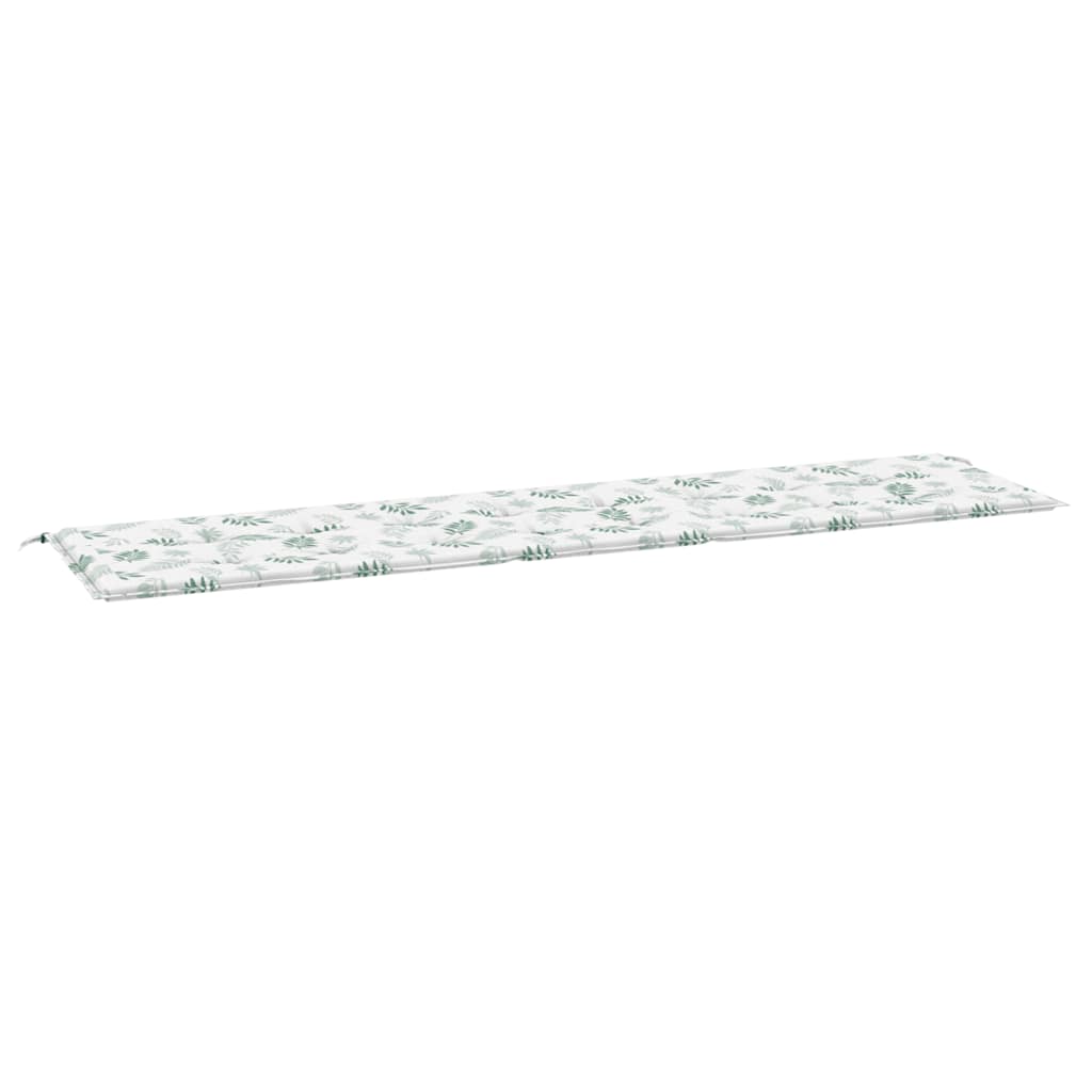 Cuscino Panca da Giardino Motivo a Foglie 200x50x4 cm Tessuto