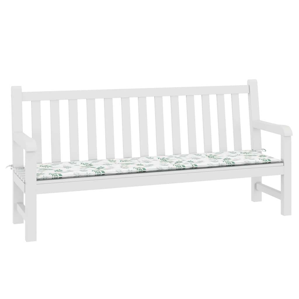 Cuscino Panca da Giardino Motivo a Foglie 200x50x4 cm Tessuto