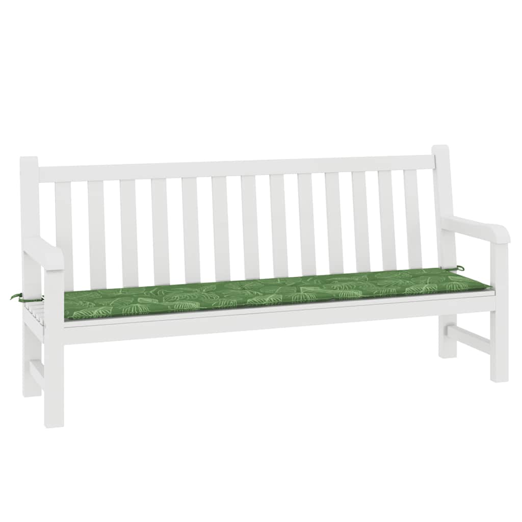 Cuscino Panca da Giardino Motivo a Foglie 200x50x4 cm Tessuto