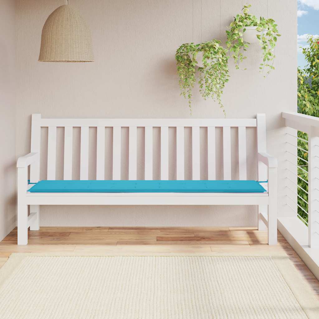 Cuscino per Panca da Giardino Turchese 200x50x4 cm in Tessuto