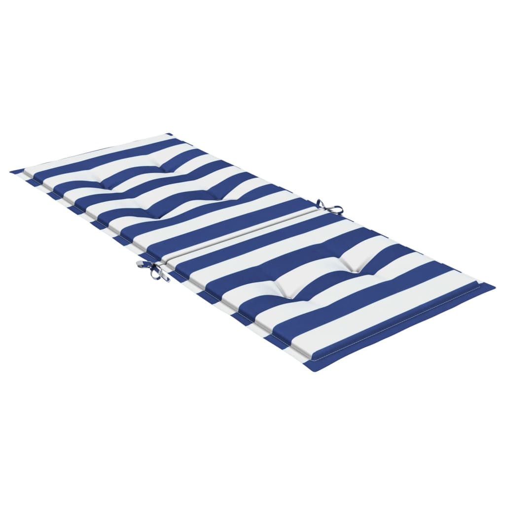 Cuscini Sedia Schienale Alto 2 pz Strisce Bianche e Blu Tessuto