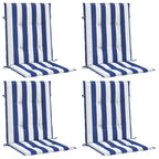 Cuscini Sedia Schienale Basso 4pz Strisce Bianche e Blu Tessuto