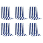 Cuscini Sedia Schienale Basso 6pz Strisce Bianche e Blu Tessuto