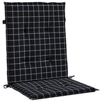 Cuscini Sedia Schienale Basso 2 pz Motivo a Quadri Nero Tessuto