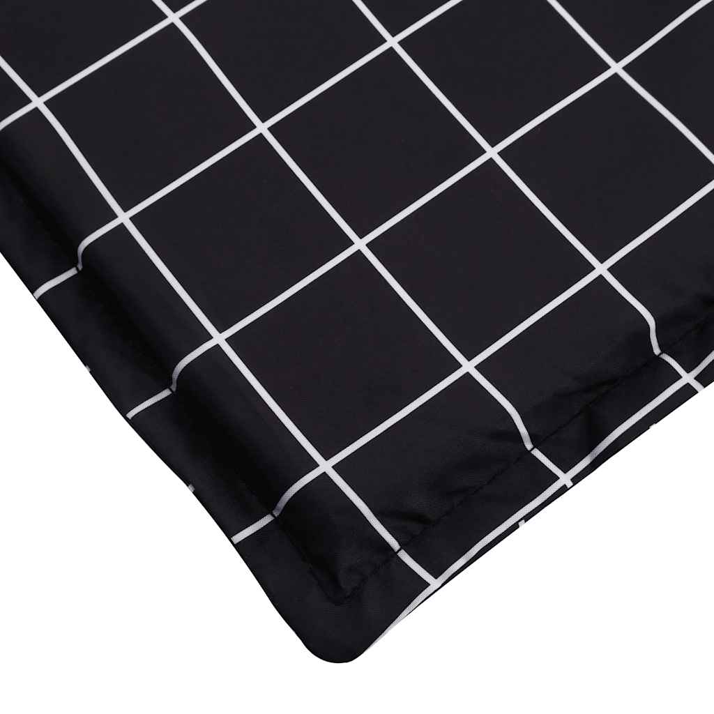 Cuscino per Sedia Sdraio Motivo a Quadri Nero in Tessuto Oxford
