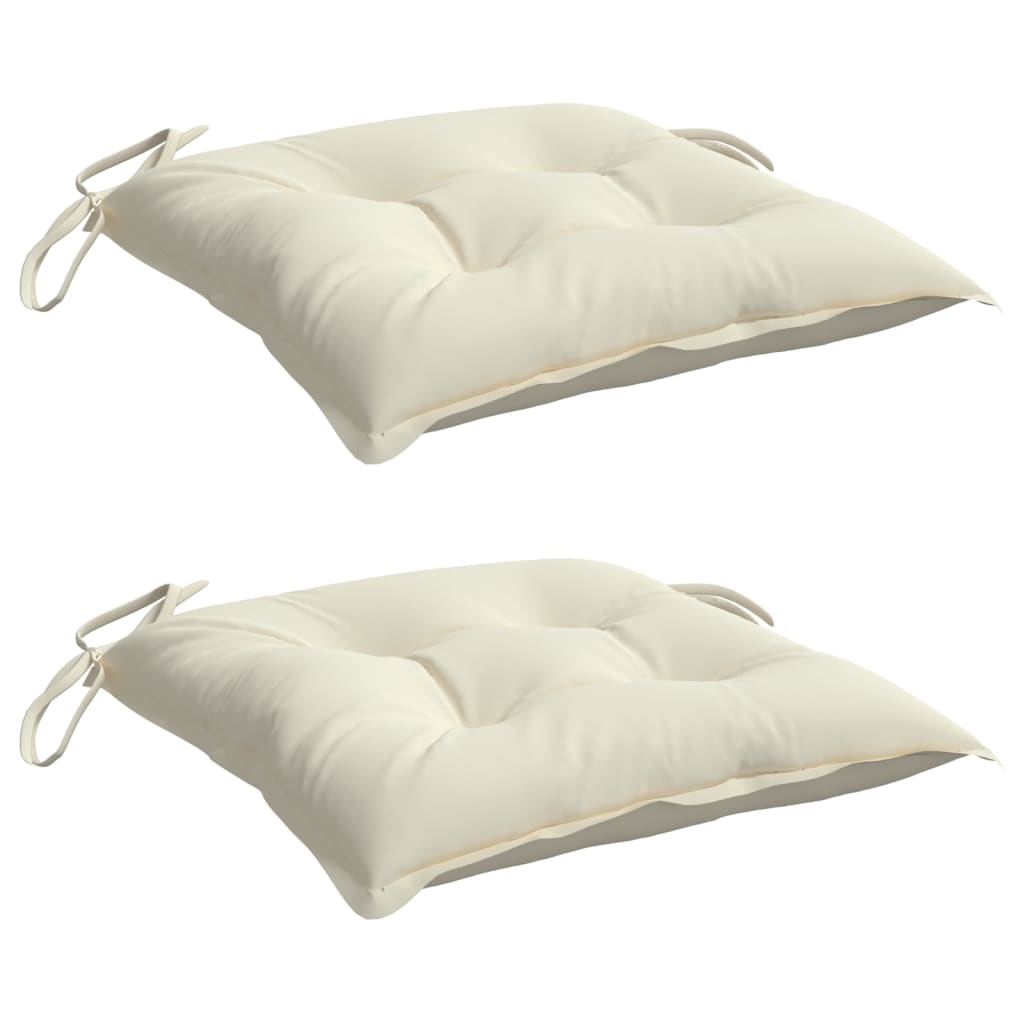 Cuscini per Sedia 2pz Bianco Crema 40x40x7 cm in Tessuto Oxford