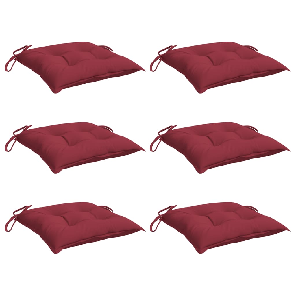 Cuscini per Sedia 6 pz Rosso Vino 40x40x7 cm in Tessuto Oxford
