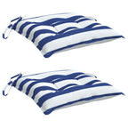 Cuscini per Sedia 2pz Strisce Bianche e Blu 40x40x7 cm Tessuto