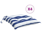 Cuscini per Sedia 4pz Strisce Bianche e Blu 40x40x7 cm Tessuto