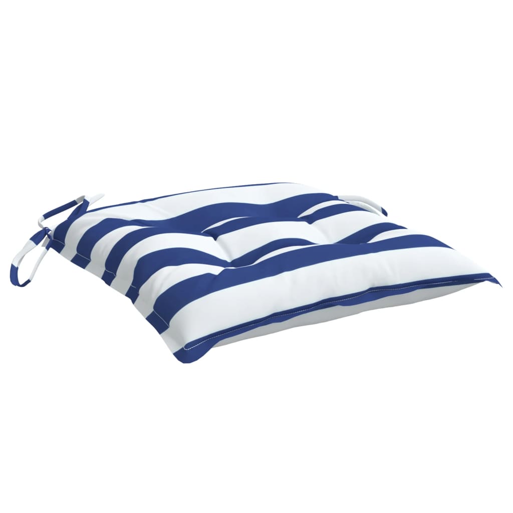 Cuscini per Sedia 4pz Strisce Bianche e Blu 40x40x7 cm Tessuto