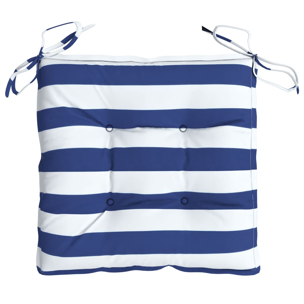 Cuscini per Sedia 4pz Strisce Bianche e Blu 40x40x7 cm Tessuto