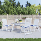 Cuscini per Sedia 4pz Strisce Bianche e Blu 40x40x7 cm Tessuto