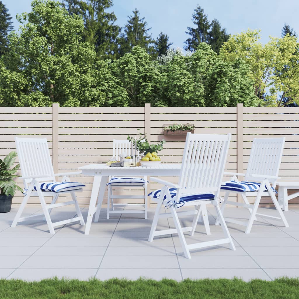 Cuscini per Sedia 4pz Strisce Bianche e Blu 40x40x7 cm Tessuto