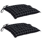 Cuscini per Sedia 2pz Motivo a Quadri Nero 40x40x7 cm Tessuto