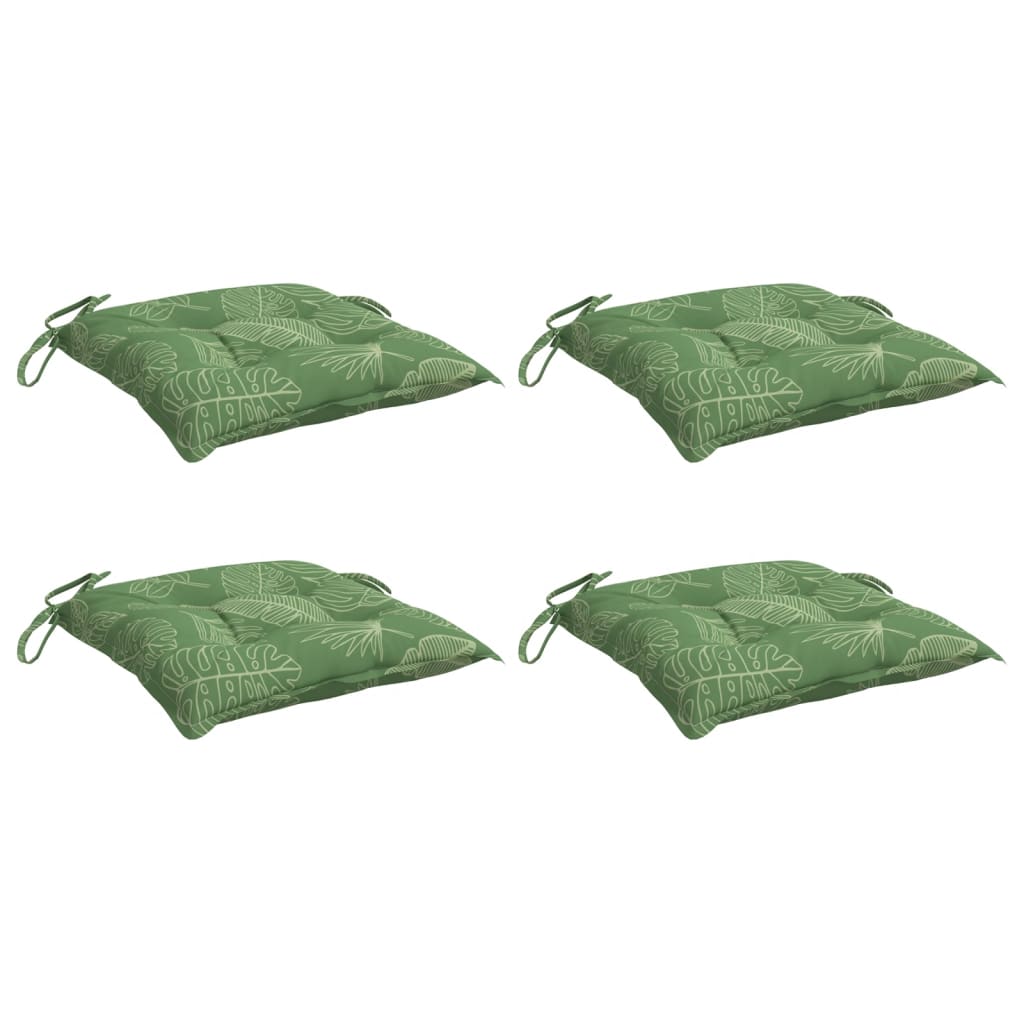 Cuscini per Sedia 4 pz Motivo a Foglie 40x40x7 cm Tessuto