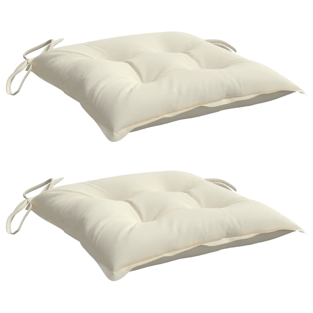 Cuscini per Sedia 2 pz Bianco Crema 50x50x7cm in Tessuto Oxford