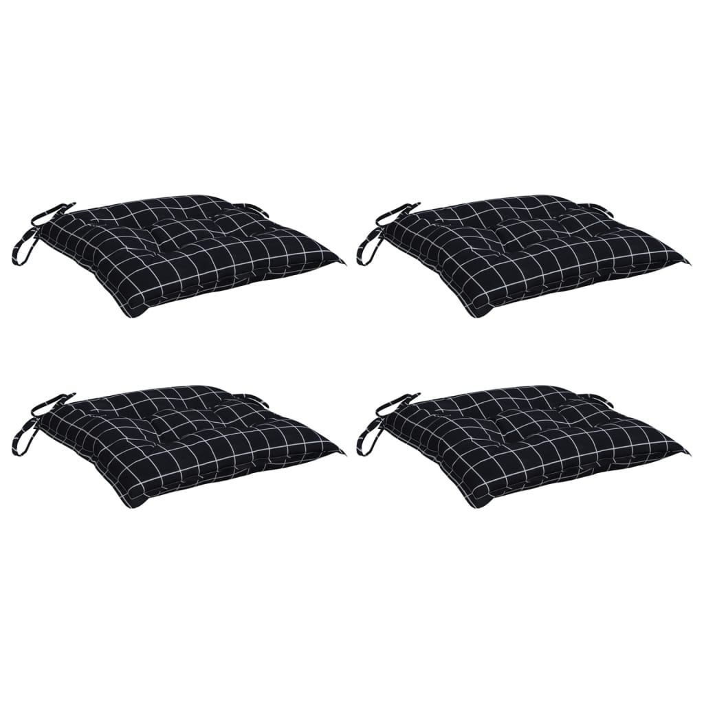Cuscini per Sedia 4 pz a Quadri Neri 50x50x7 cm Tessuto Oxford