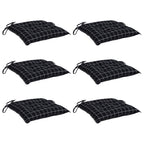 Cuscini per Sedia 6 pz a Quadri Neri 50x50x7 cm Tessuto Oxford