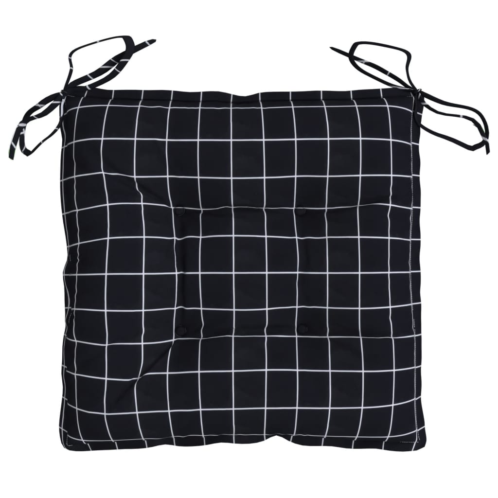 Cuscini per Sedia 6 pz a Quadri Neri 50x50x7 cm Tessuto Oxford