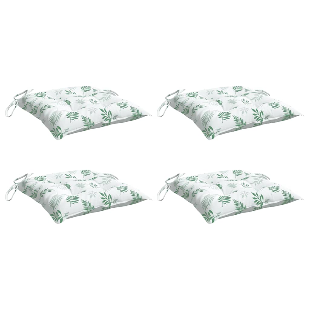Cuscini per Sedia 4pz Motivo a Foglie 50x50x7 cm Tessuto Oxford
